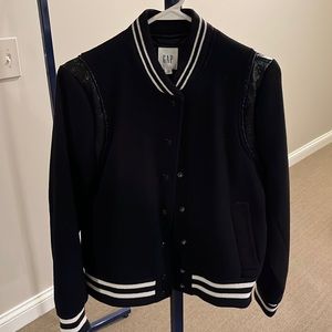 Gap Wool & Leather Trim Bomber Jacket
